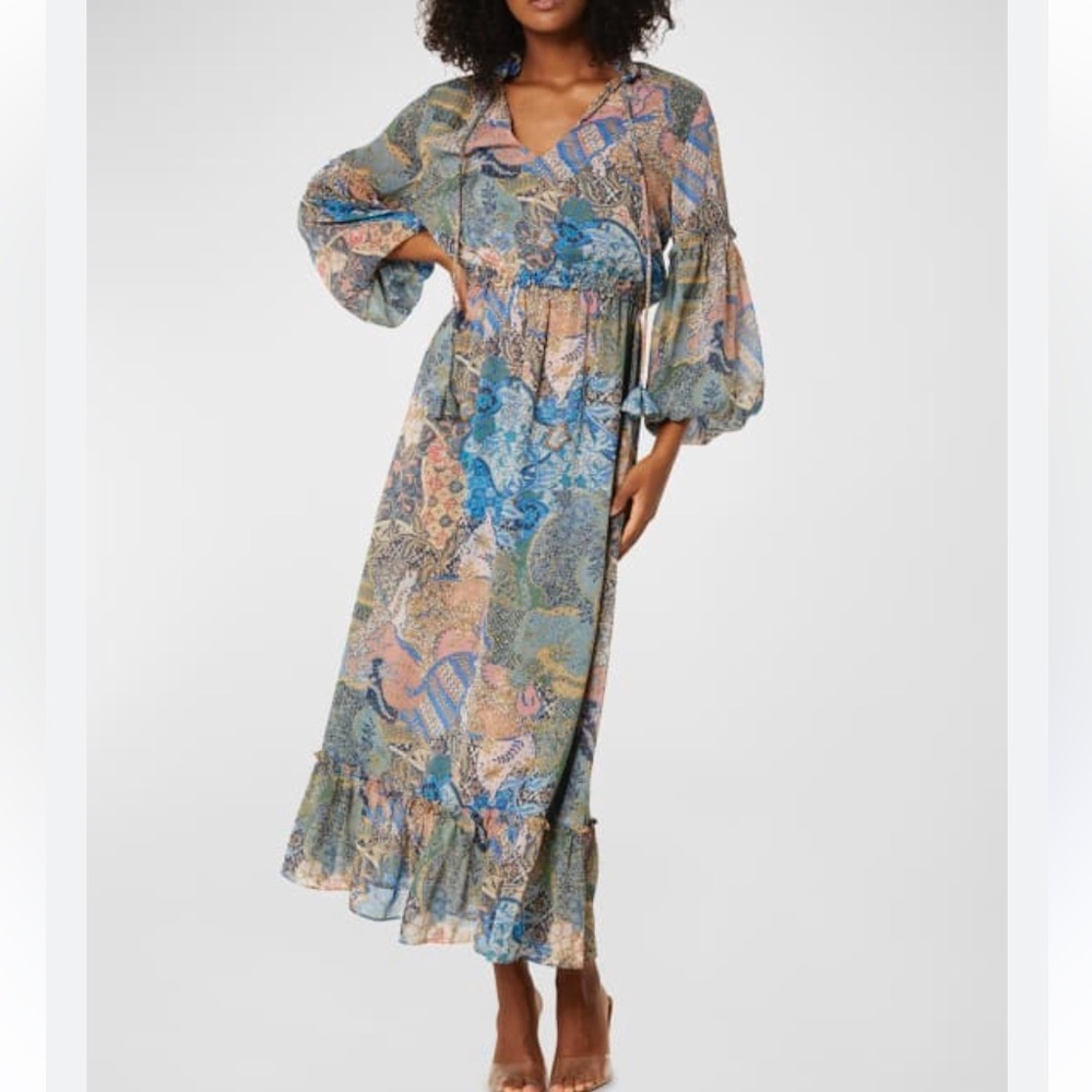 Misa Los Angeles AMATA Dress in Patchwork Batik size small: cottage core